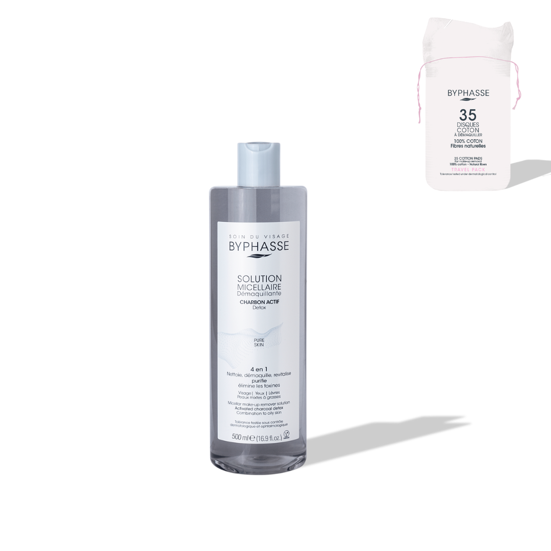 BYPHASSE - SOLUTION MICELLAIRE DEMAQUILLANTE 500 ML + 35 DISQUES OFFERTS