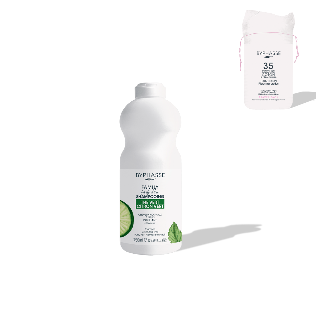 BYPHASSE -SHAMPOING FRESH DELICE CITRON VERT 750ML + 35 DISQUES OFFERTS