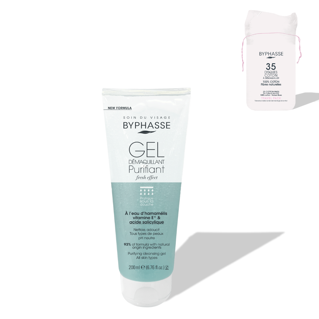BYPHASSE - GEL DEMAQUILLANT PURIFIANT 200 ML + 35 DISQUES OFFERTS