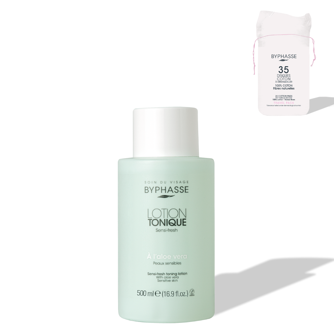 BYPHASSE - LOTION TONIQUE 500ML SENSI-FRESH + 35 DISQUES OFFERTS