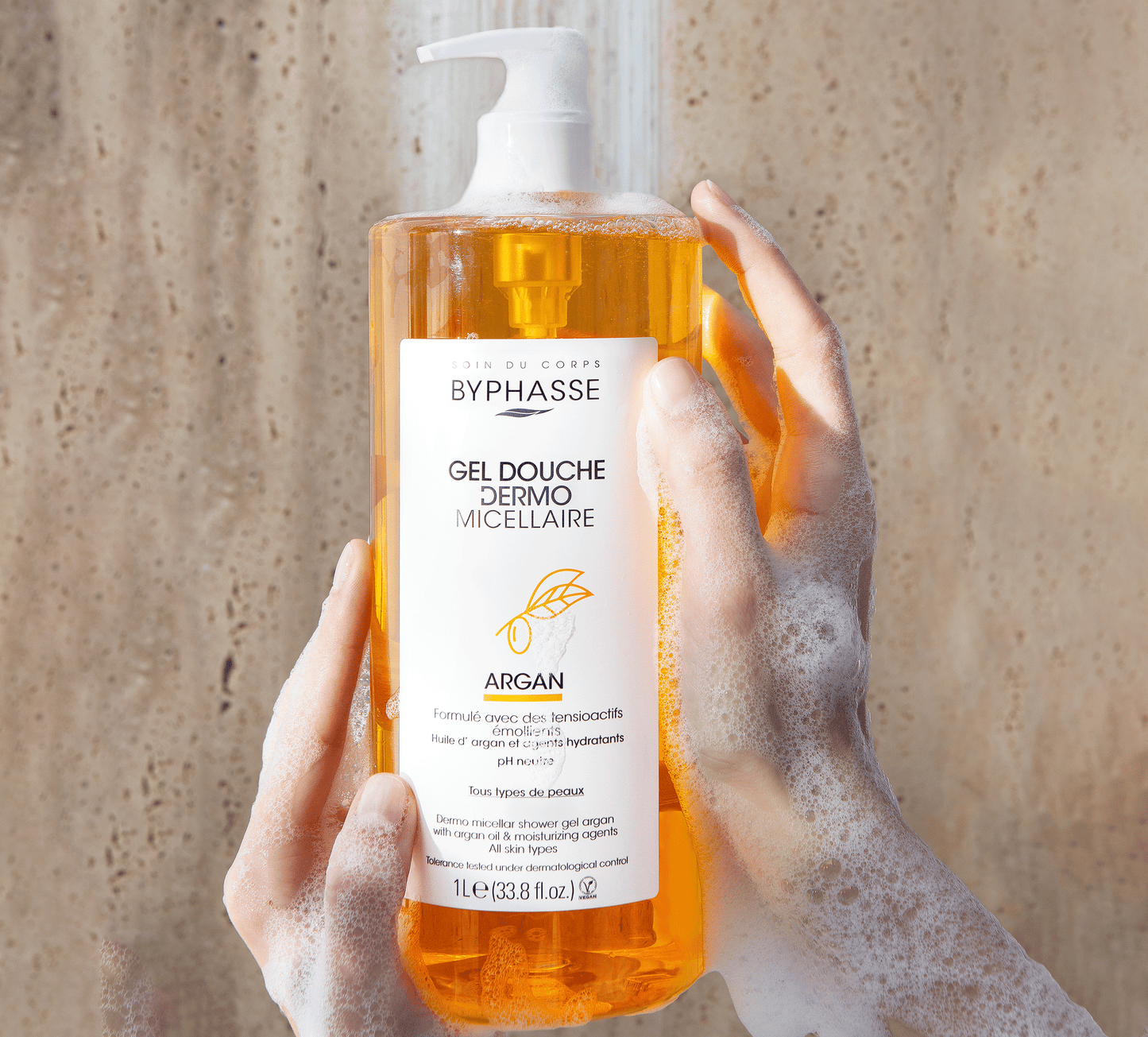 BYPHASSE - GEL DOUCHE DERMO MICELLAIRE ARGAN 1L + 35 DISQUES OFFERTS