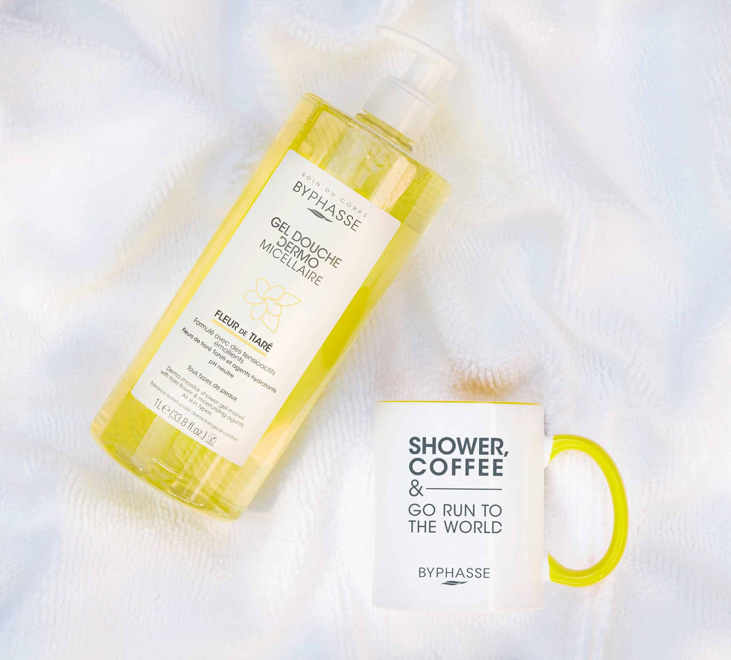 BYPHASSE - GEL DOUCHE DERMO MICELLAIRE FLEUR DE TIARE 1L + 35 DISQUES OFFERTS