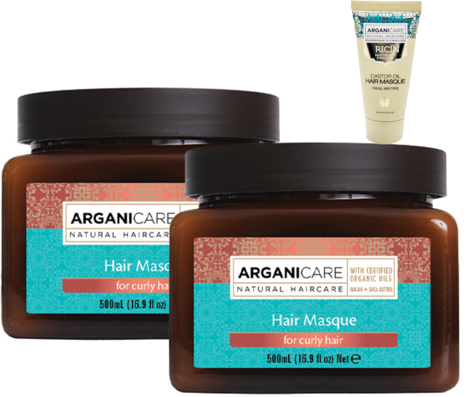ARGANICARE - DUO MASQUE A L'HUILE D'ARGAN 2X500ML + 1 MASQUE 50ML OFFERT