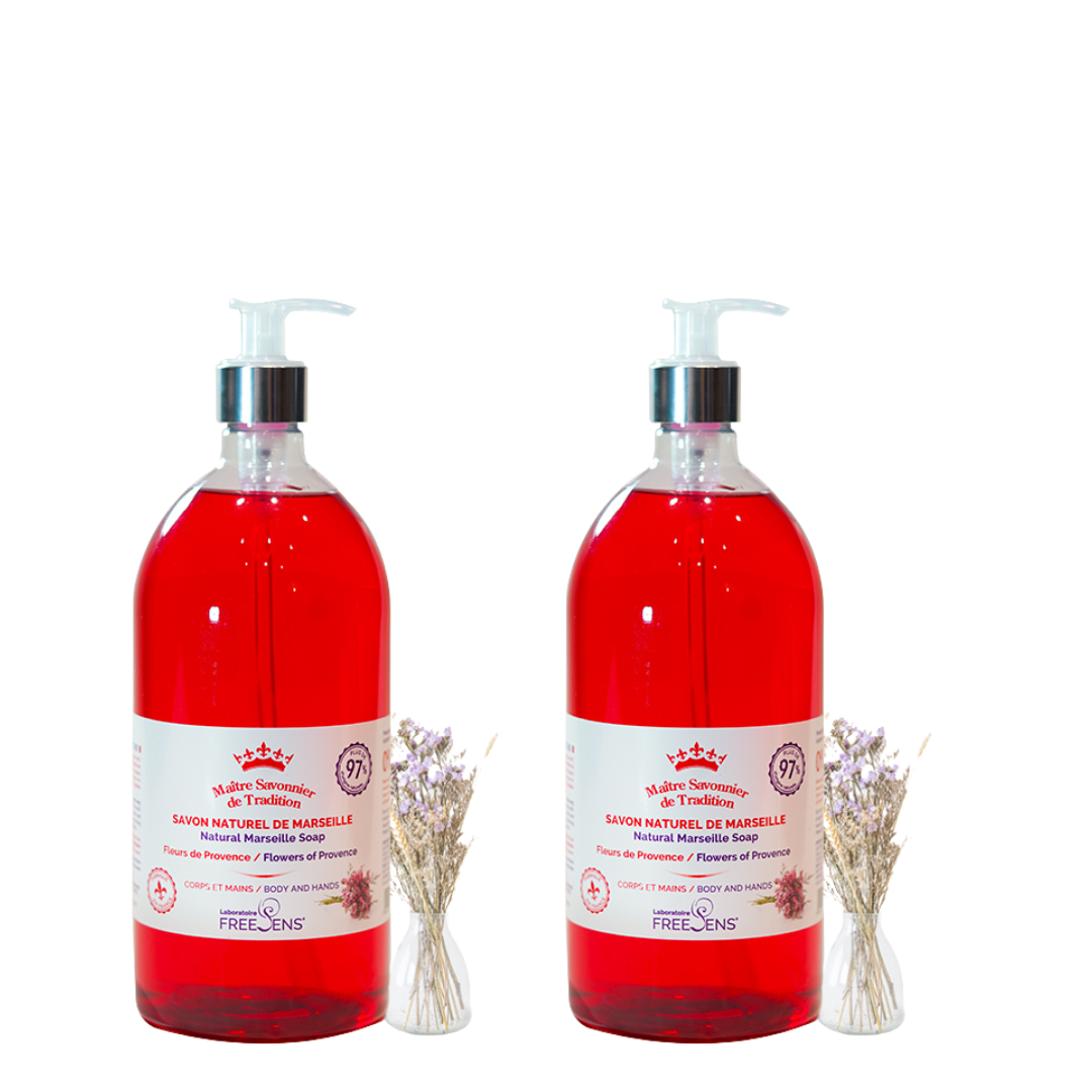 FREESENS - LOT DE 2 SAVONS LIQUIDE DE MARSEILLE FLEUR DE PROVENCE - 2X1L