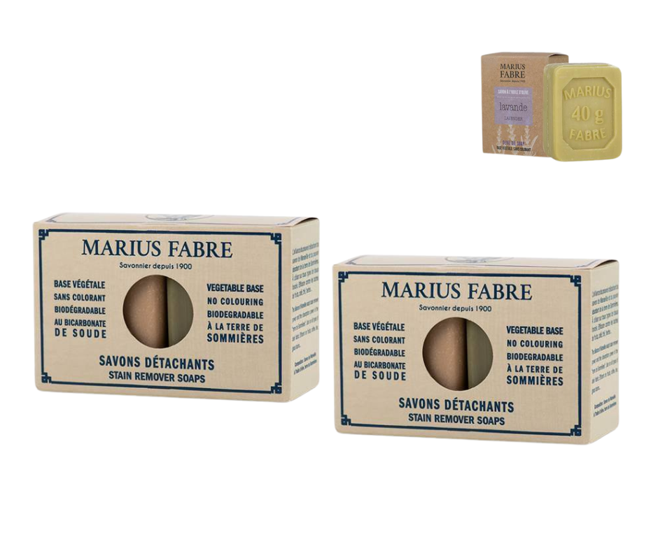 MARIUS FABRE - LOT DE 2 DUO DE SAVONS DETACHANTS 4X150G + 1 SAVONNETTE 40G OFFERTE