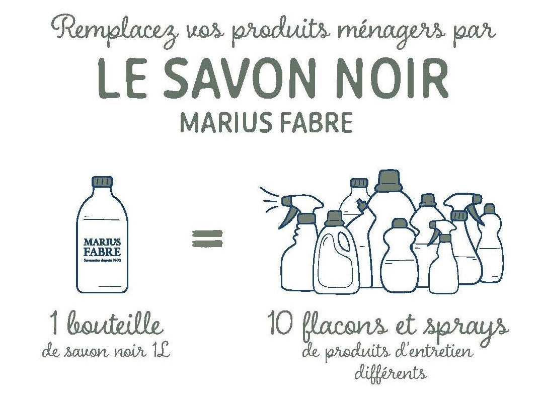 MARIUS FABRE - DUO DE SAVON NOIR LIQUIDE A L'HUILE D'OLIVE - 2X1L + 1 MINI SAVONNETTE 40G OFFERTE