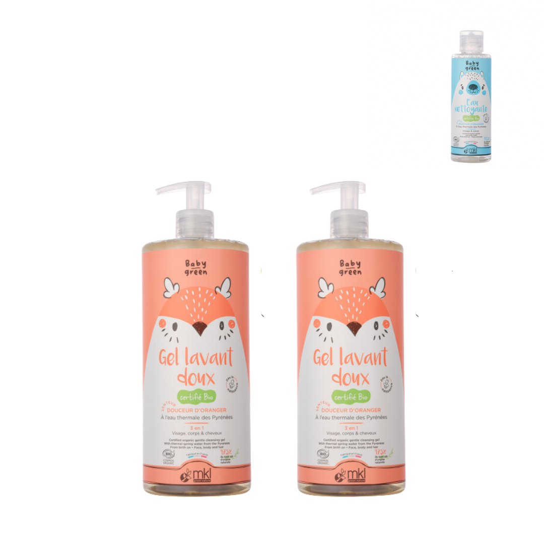 MKL - LOT DE 2 GELS LAVANT BIO - 2X1L + 1 EAU MICELLAIRE 100ML OFFERTE