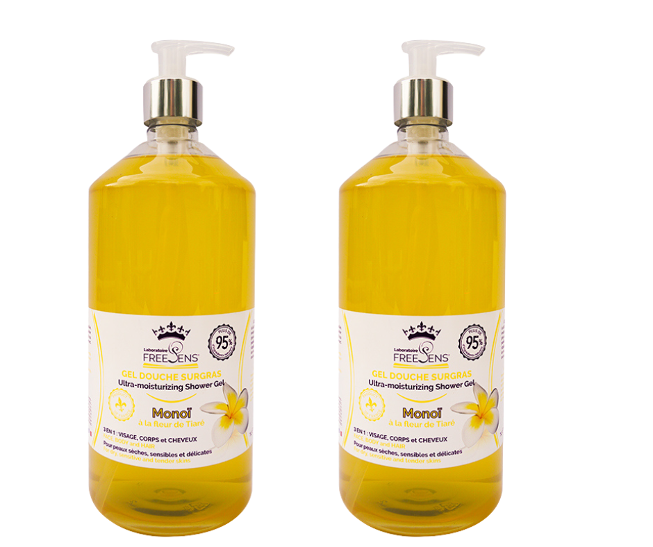 FREESENS - LOT DE 2 GELS DOUCHE SURGRAS SANS SAVON FLEUR DE MONOI - 2X1L