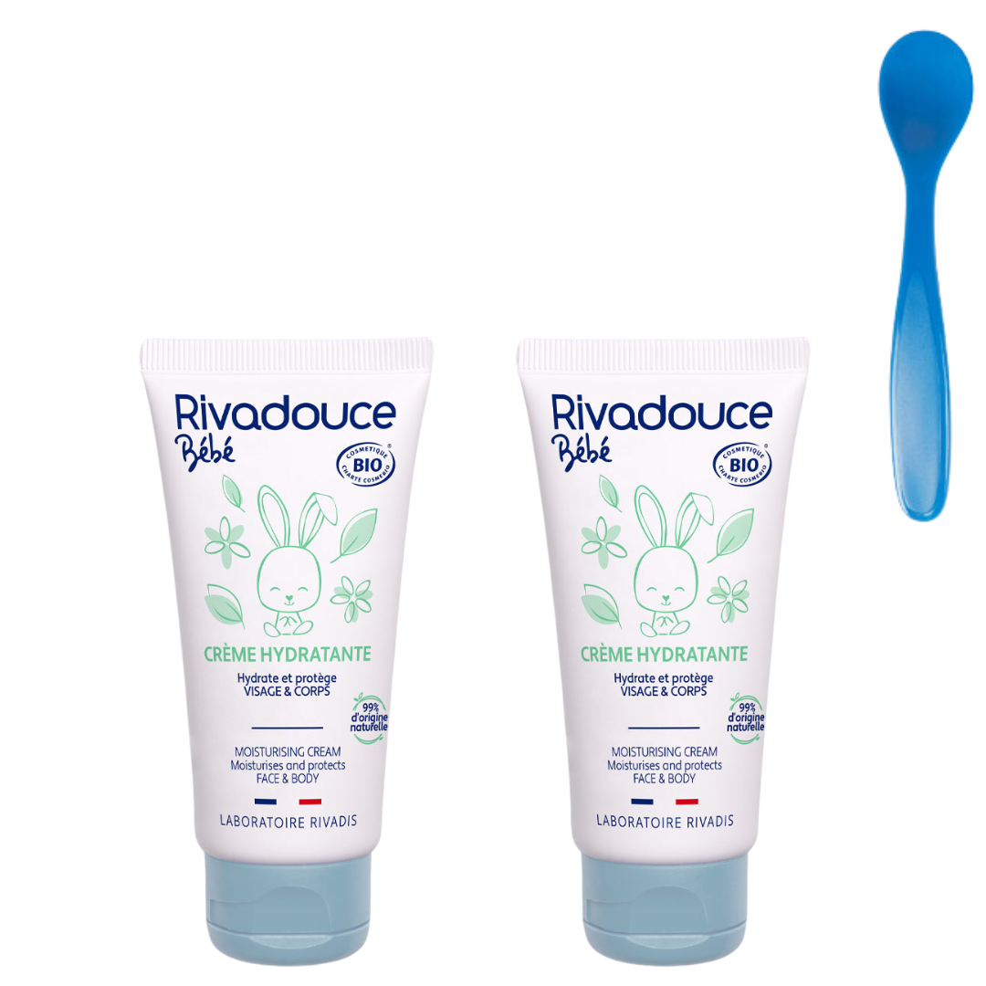RIVADOUCE - DUO CREME HYDRATANTE BIO - 2X50ML + 1 CUILLERE OFFERTE