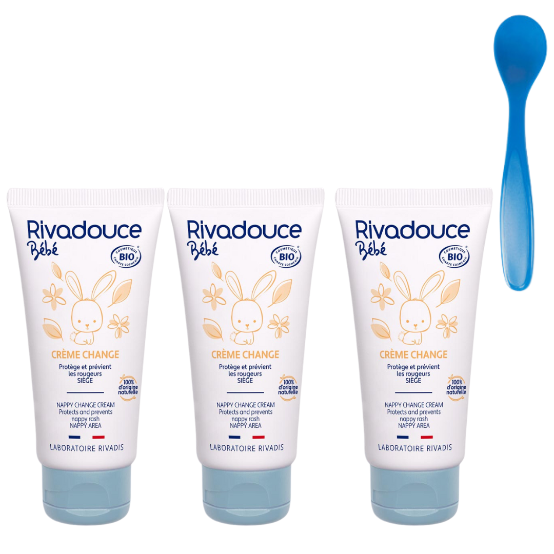RIVADOUCE - TRIO CREME DE CHANGE BIO - 3X50G + 1 CUILLERE OFFERTE