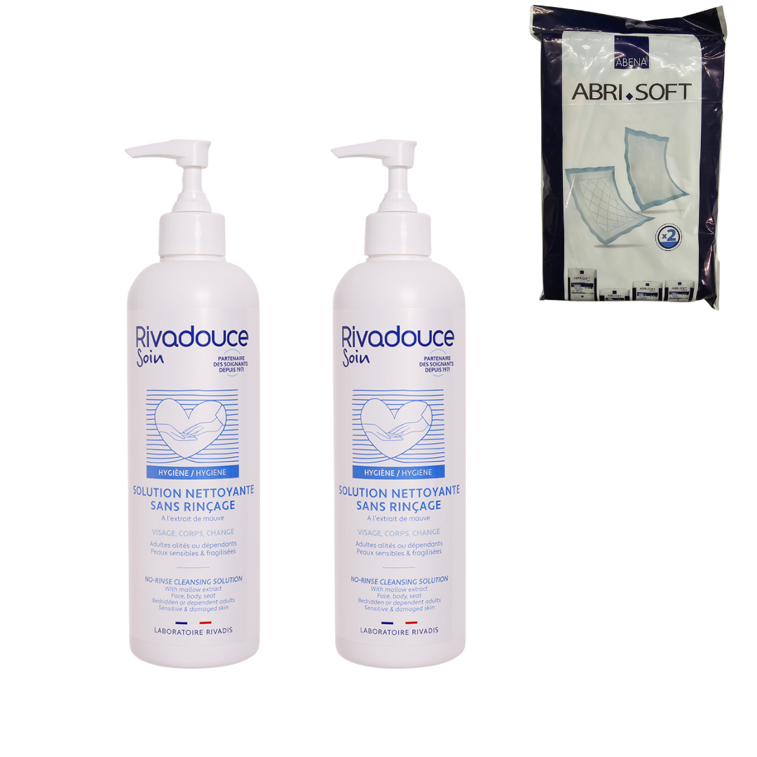 RIVADOUCE - DUO SOLUTION NETTOYANTE SANS RINCAGE 2X500ML + 2 ALESES OFFERETES