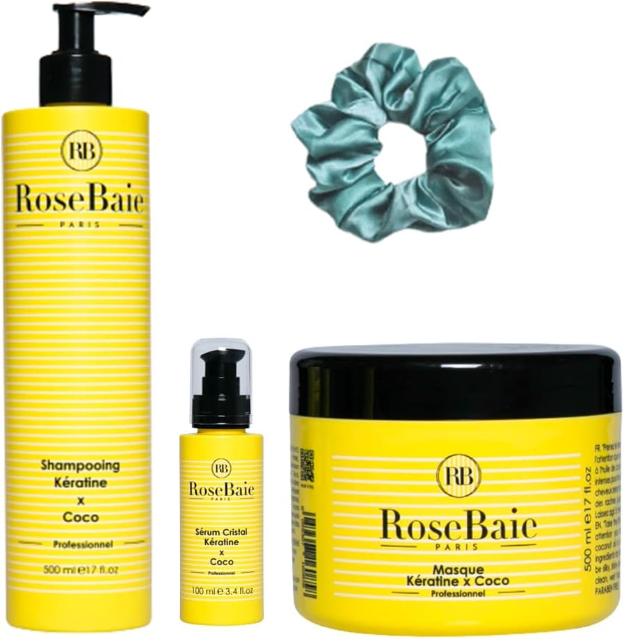 ROSEBAIE - TRIO COCO - 1 SHAMPOING 500ML + 1 MASQUE 500ML + 1 SERUM 100ML + 1 CHOUCHOU OFFERT