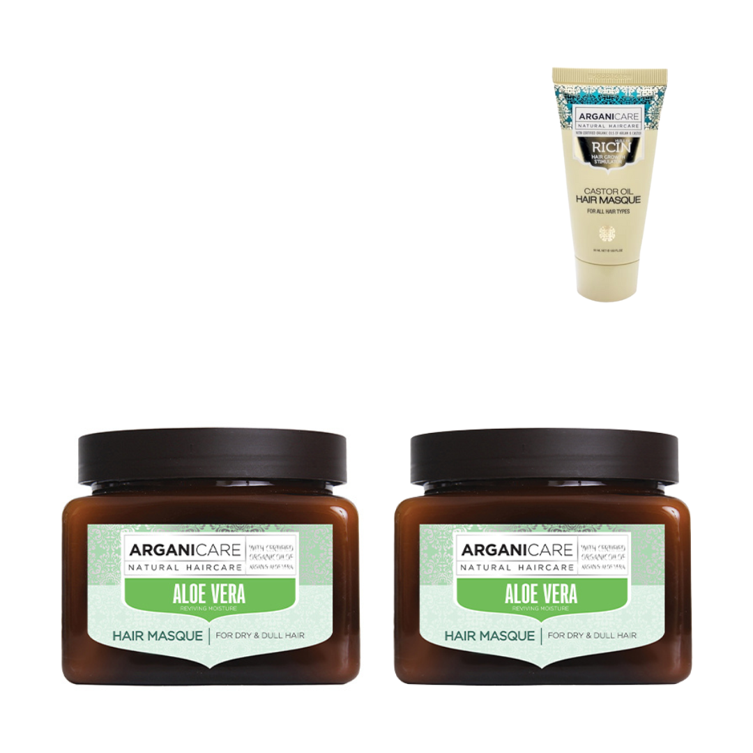 ARGANICARE - DUO MASQUE ALOE VERA - 2X500ML + 1 MASQUE 50ML OFFERT