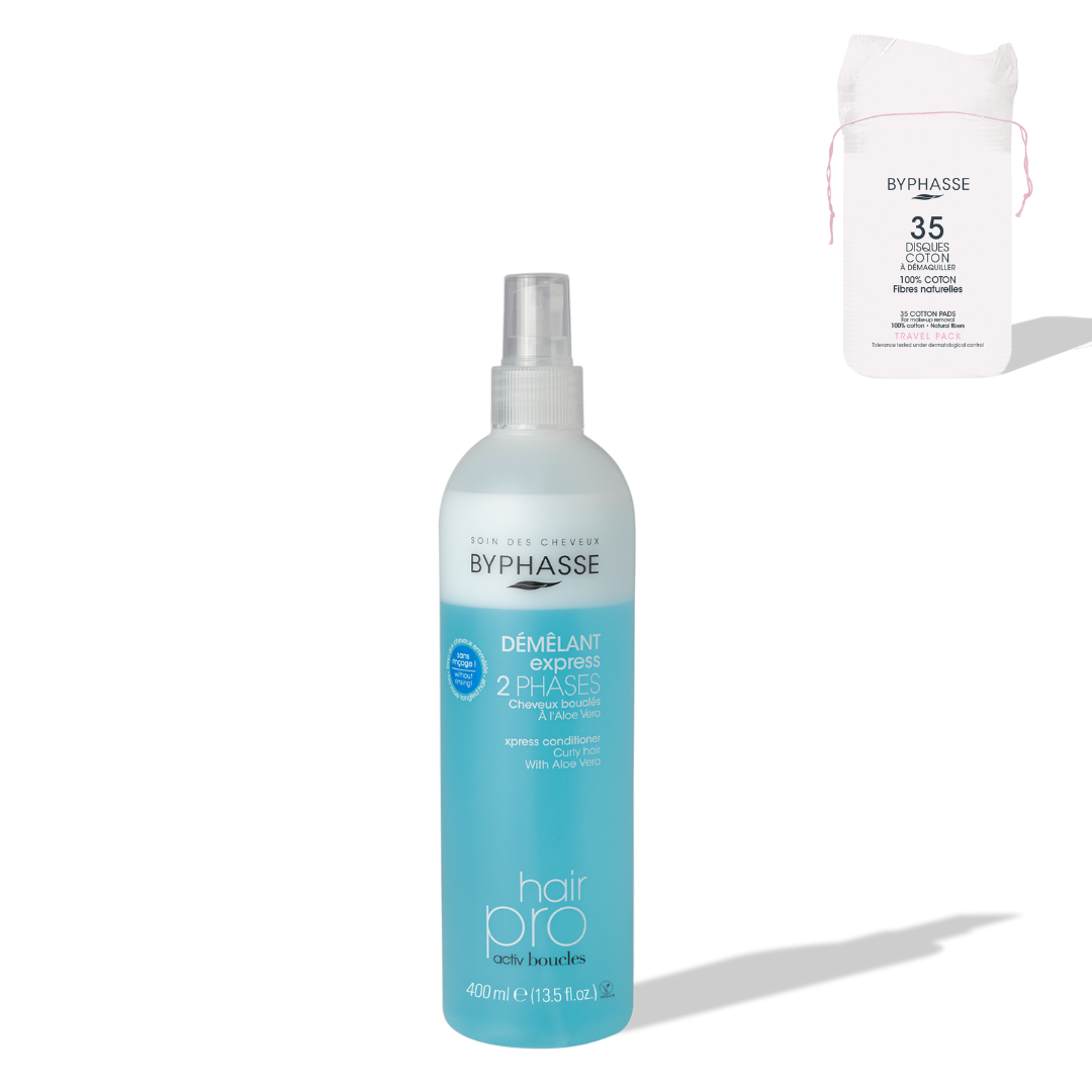 BYPHASSE - DEMELANT EXPRESS ACTIV BOUCLES 400ML + 35 DISQUES OFFERTS