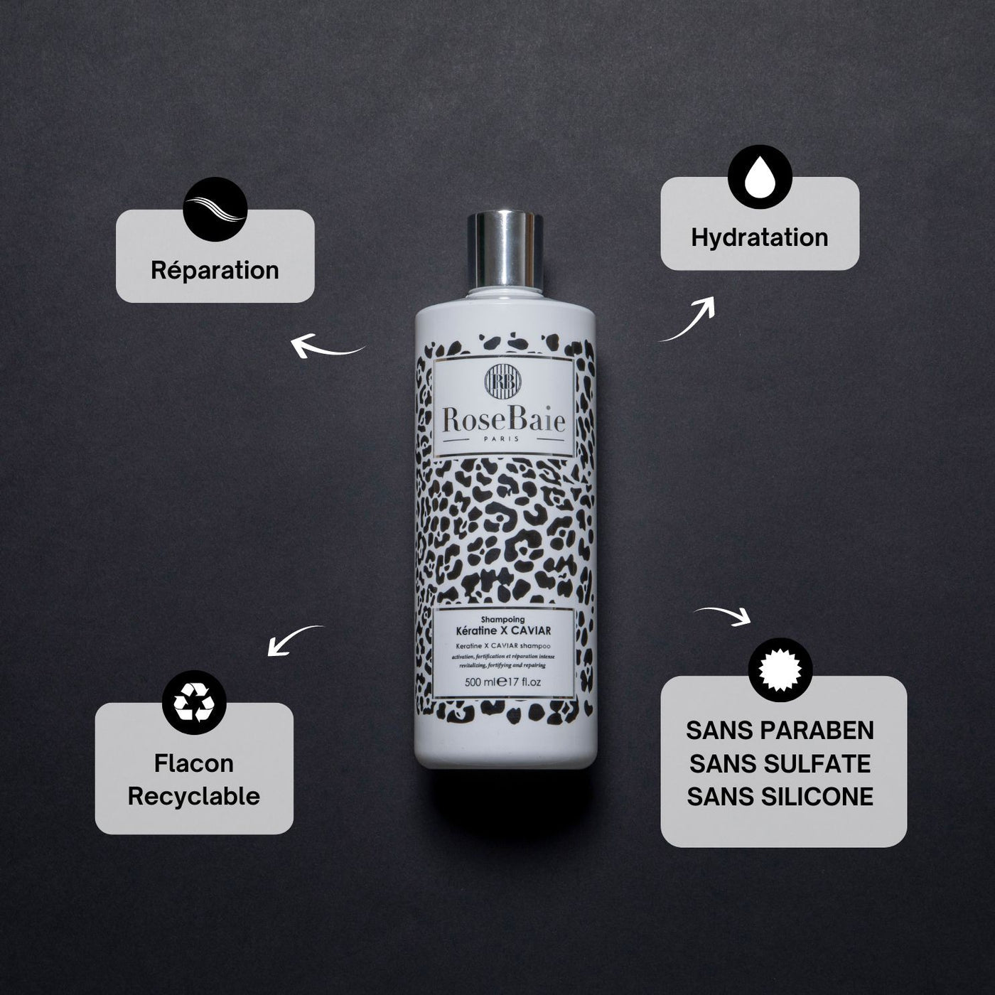 ROSEBAIE - DUO CAVIAR & KERATINE - 1 SHAMPOING 500ML + 1 MASQUE 500ML + 1 CHOUCHOU