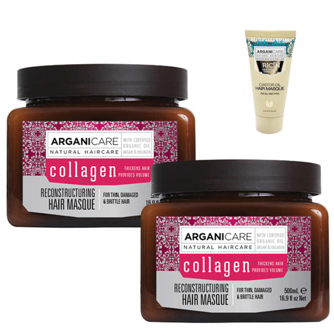 ARGANICARE - DUO DE MASQUE COLLAGEN - 2X500ML + 1 MASQUE 50ML OFFERT