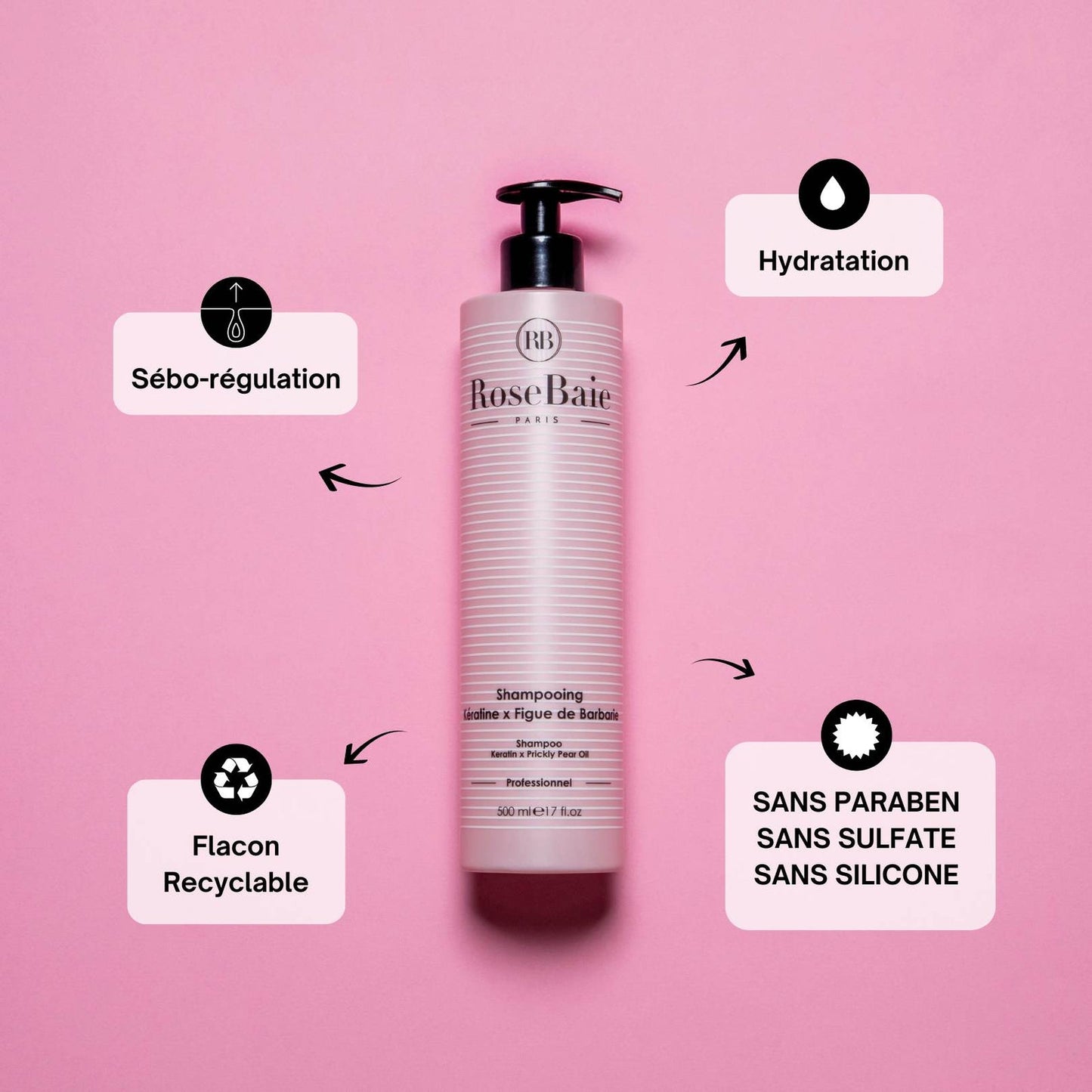 ROSEBAIE-TRIO FIGUE DE BARBARIE SHAMPOING 500ML + MASQUE 500ML+ SERUM 100ML + 1 CHOUCHOU OFFERT*