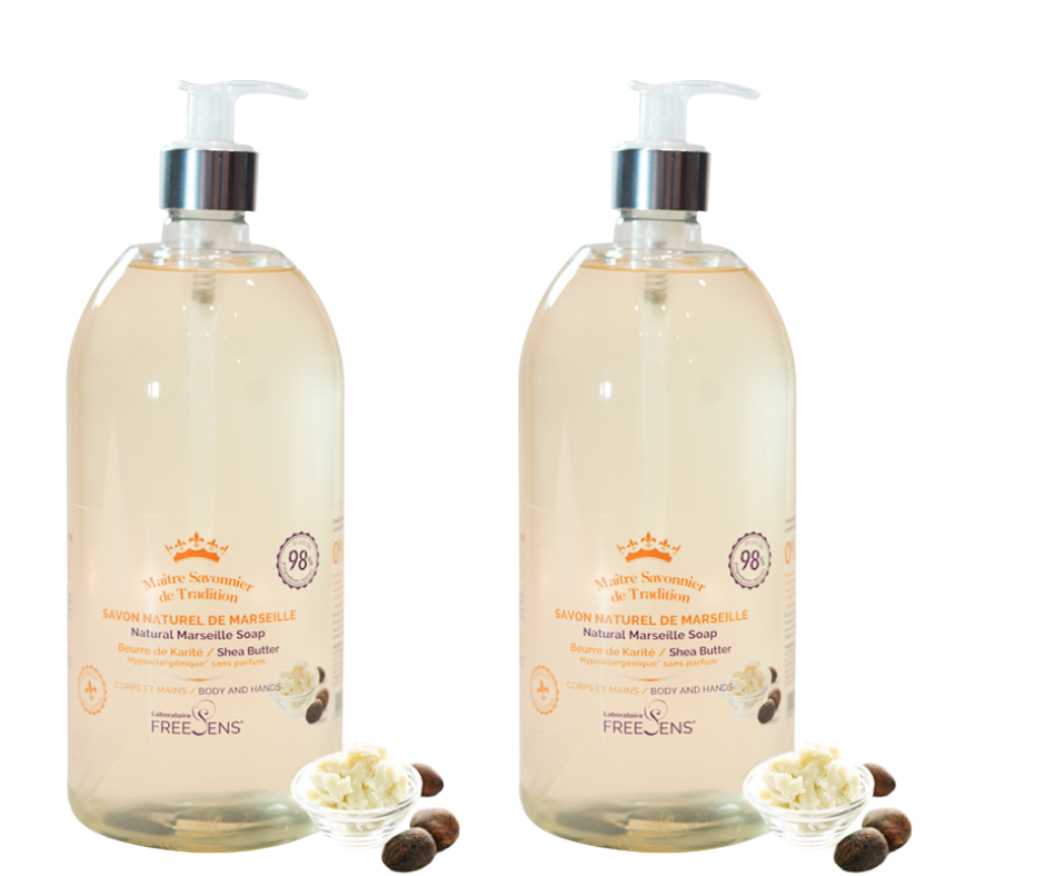 FREESENS - LOT DE 2 SAVONS LIQUIDE DE MARSEILLE KARITE - 2X1L