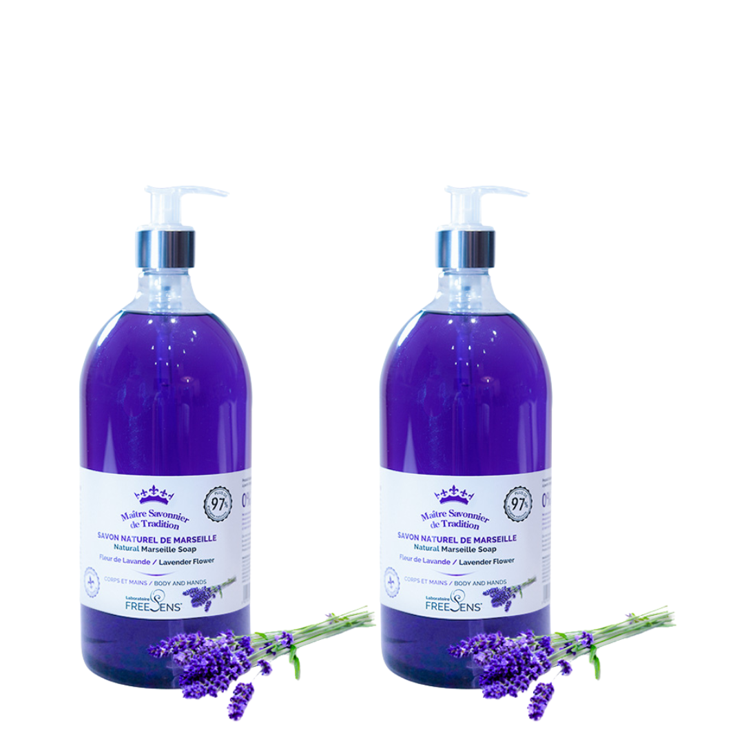 FREESENS - LOT DE 2 SAVONS LIQUIDE DE MARSEILLE FLEUR DE LAVANDE - 2X1L