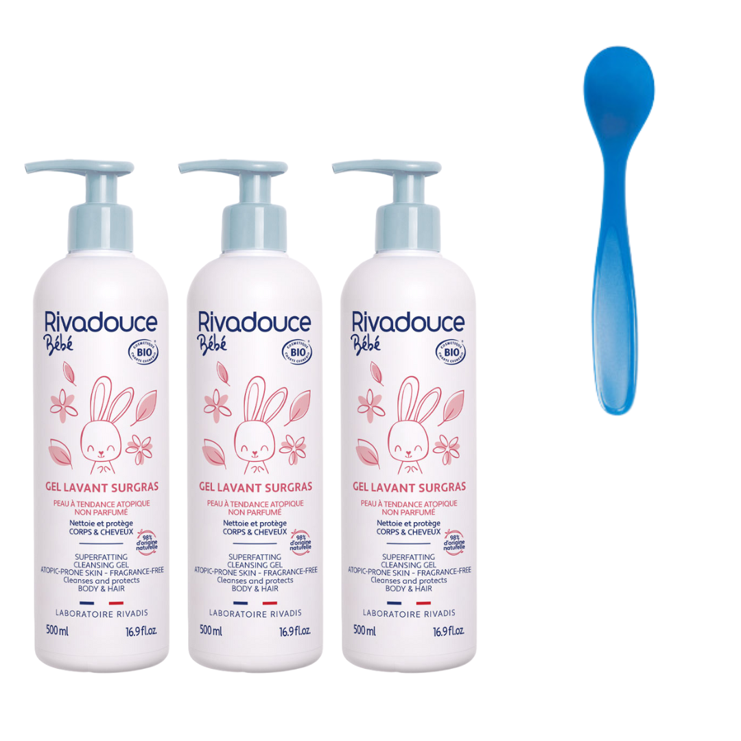 RIVADOUCE - TRIO GEL LAVANT SURGRAS BIO- 3X500ML + 1 CUILLERE OFFERTE