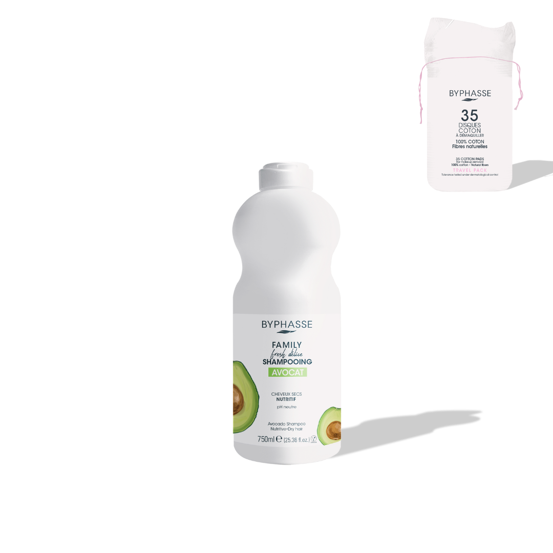 BYPHASSE-SHAMPOING CHEVEUX SECS FAMILY AVOCAT 750ML + 35 DISQUES OFFERTS