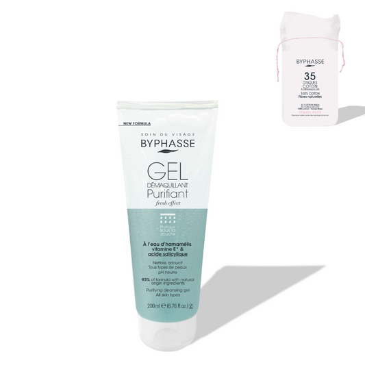 BYPHASSE - GEL DEMAQUILLANT PURIFIANT 200 ML + 35 DISQUES OFFERTS