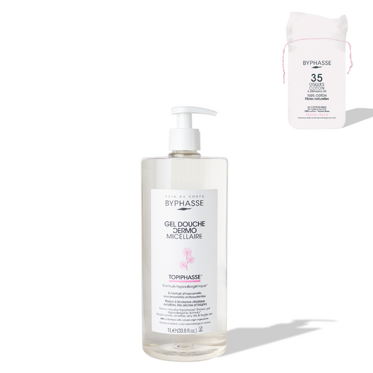BYPHASSE - GEL DOUCHE DERMO MICELLAIRE TOPIPHASSE 1L + 35 DISQUES OFFERTS