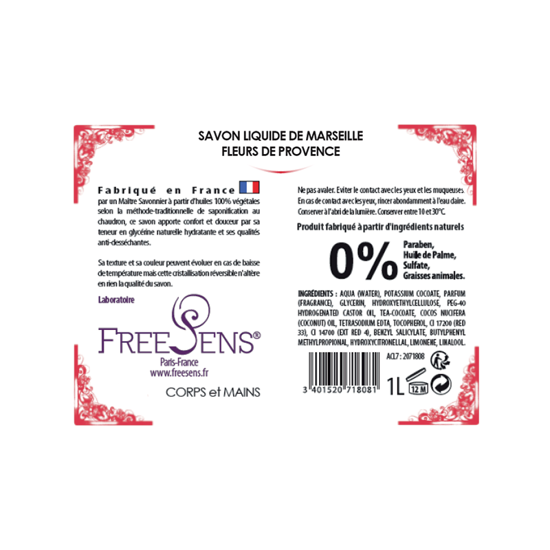 FREESENS - LOT DE 2 SAVONS LIQUIDE DE MARSEILLE FLEUR DE PROVENCE - 2X1L