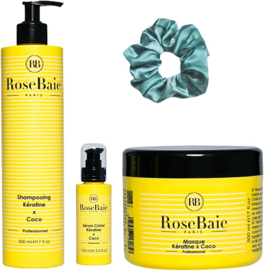 ROSEBAIE - TRIO COCO - 1 SHAMPOING 500ML + 1 MASQUE 500ML + 1 SERUM 100ML + 1 CHOUCHOU OFFERT